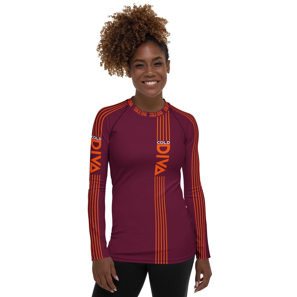 Cold Diva Jeans Maroon Rashguard Longsleeve